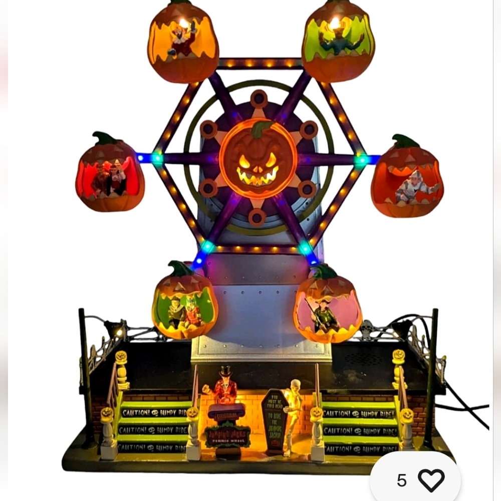 Lemax Spooky Town Halloween Jumping Jacks Ferris Wheel Toy with Lights New